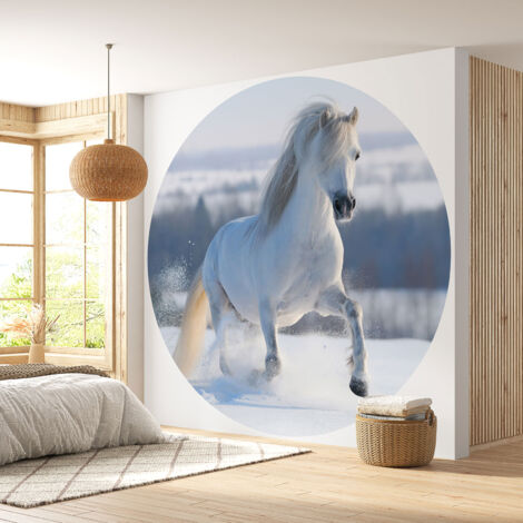 Papier peint rond / cercle - Cheval - Diamètre 30 cm