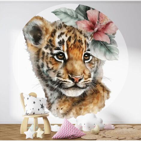 Papier peint rond / cercle Enfants - Bébé Léopard - 1406 - Diamètre 50 cm
