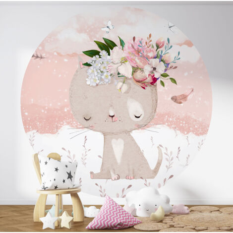 Papier peint rond / cercle Enfants - Chaton - Diamètre 30 cm