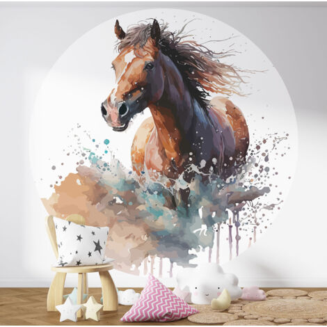 Papier peint rond / cercle Enfants - Cheval - 1389 - Diamètre 30 cm