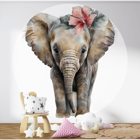 Papier peint rond / cercle Enfants - Eléphant - 1401 - Diamètre 50 cm
