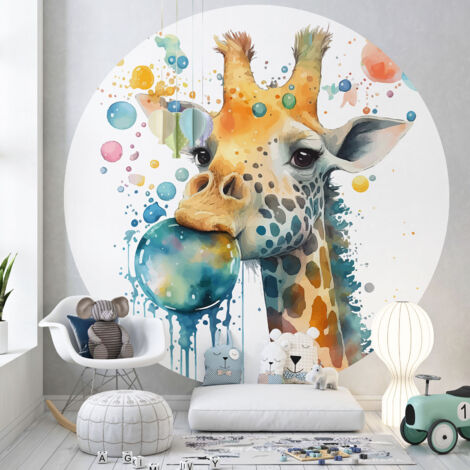Papier peint rond / cercle Enfants - Girafe - 1338 - Diamètre 30 cm