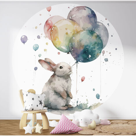 Papier peint rond / cercle Enfants - Lapin - 1339 - Diamètre 30 cm