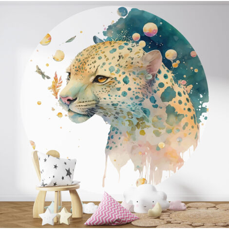 Papier peint rond / cercle Enfants - Léopard - Diamètre 50 cm