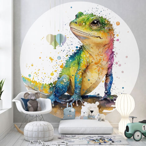 Papier peint rond / cercle Enfants - Lézard - Diamètre 30 cm