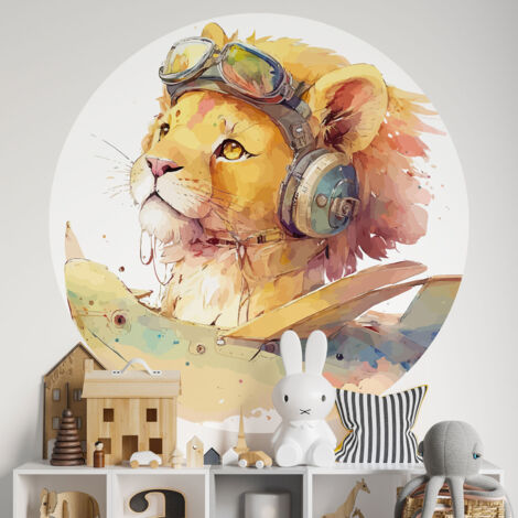Papier peint rond / cercle Enfants - Lion - 1383 - Diamètre 30 cm