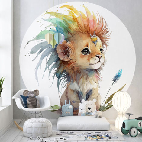 Papier peint rond / cercle Enfants - Lionceau - 1390 - Diamètre 30 cm