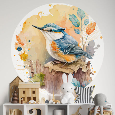 Papier peint rond / cercle Enfants - Oiseau - 1366 - Diamètre 30 cm
