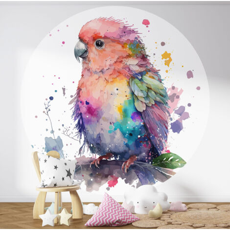 Papier peint rond / cercle Enfants - Perroquet - Diamètre 30 cm