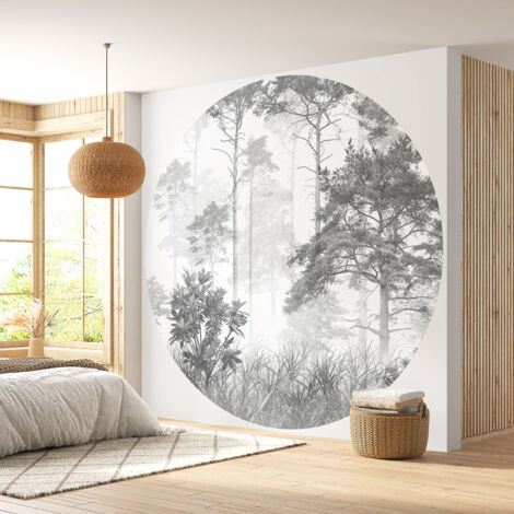 Papier peint rond / cercle - Forêt - Diamètre 100 cm