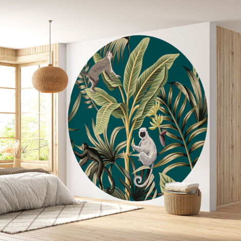 Papier peint rond / cercle - Jungle - Diamètre 50 cm