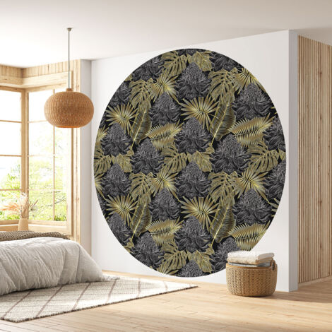 Papier peint rond / cercle - Motif botanique - 118 - Diamètre 50 cm