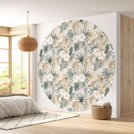 Papier peint rond / cercle - Motif botanique - 237 - Diamètre 50 cm
