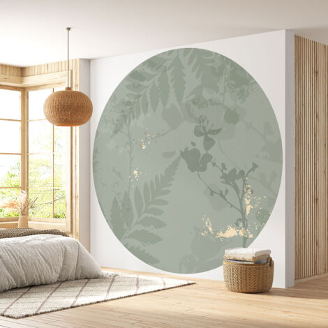 Papier peint rond / cercle - Motif botanique - Diamètre 30 cm