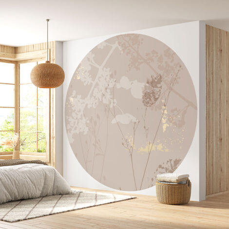 Papier peint rond / cercle - Motif botanique - Diamètre 30 cm