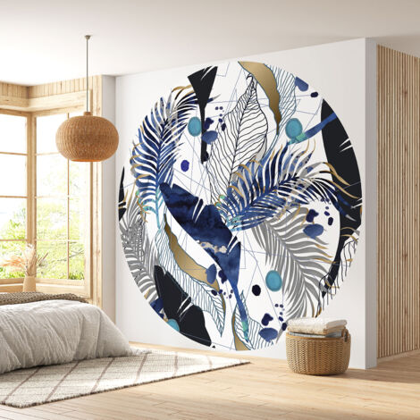 Papier peint rond / cercle - Motif botanique - Diamètre 30 cm