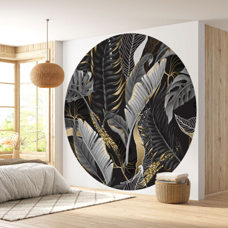 Papier peint rond / cercle - Motif botanique - Diamètre 30 cm