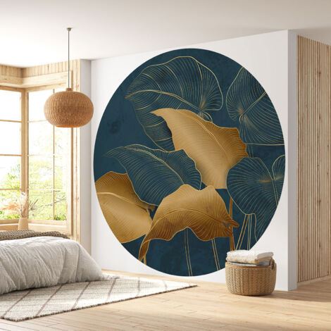 Papier peint rond / cercle - Motif botanique - Diamètre 30 cm