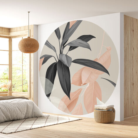 Papier peint rond / cercle - Motif botanique - Diamètre 50 cm