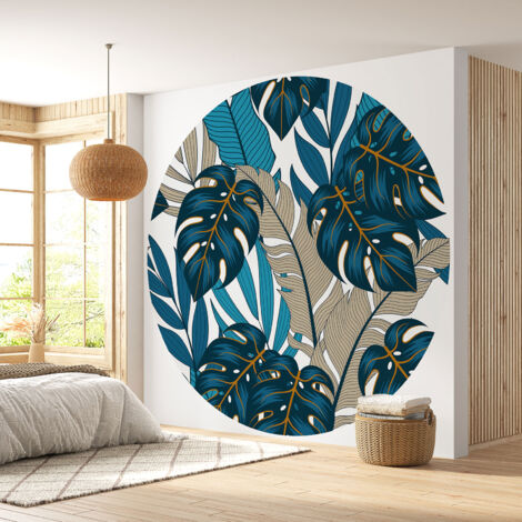 Papier peint rond / cercle - Motif botanique - Diamètre 50 cm