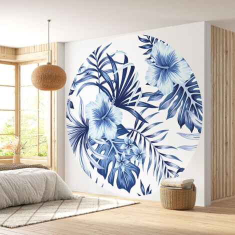 Papier peint rond / cercle - Motif floral - Diamètre 90 cm
