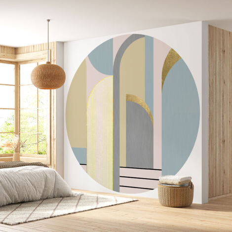 Papier peint rond / cercle - Motif géométrique - Diamètre 110 cm