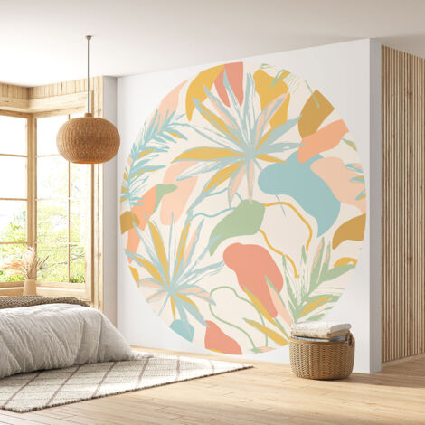 Papier peint rond / cercle - Motif tropical - Diamètre 260 cm en 4 Parties