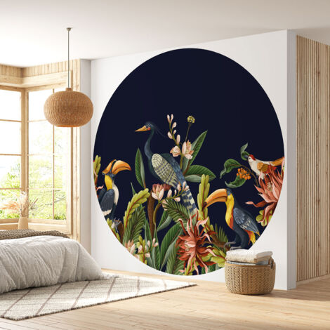 Papier peint rond / cercle - Oiseaux - Diamètre 130 cm
