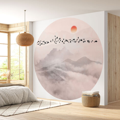 Papier peint rond / cercle - Paysage Abstrait - Diamètre 30 cm