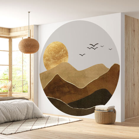 Papier peint rond / cercle - Paysage design - Diamètre 30 cm