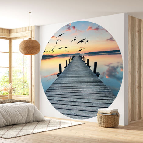 Papier peint rond / cercle - Ponton - Diamètre 130 cm