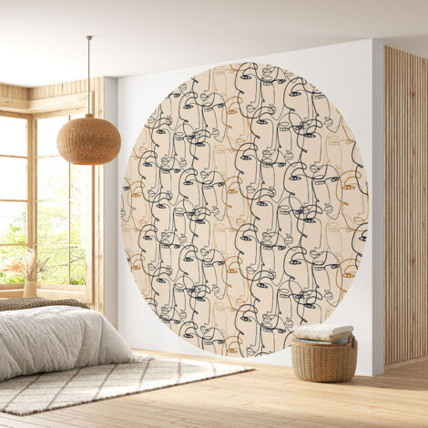 Papier peint rond / cercle - Visages design - 565 - Diamètre 30 cm