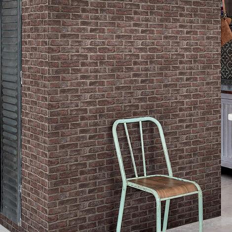 Papier peint rouleau briques foncees 53x1000cm