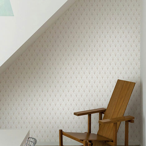 Papier peint rouleau style art deco blanc et or 53x1000cm