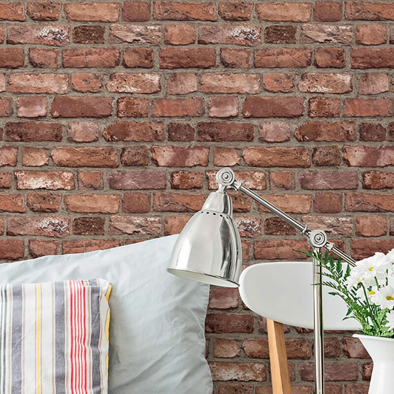 Papier peint trompe l'œil brique 53x1000cm