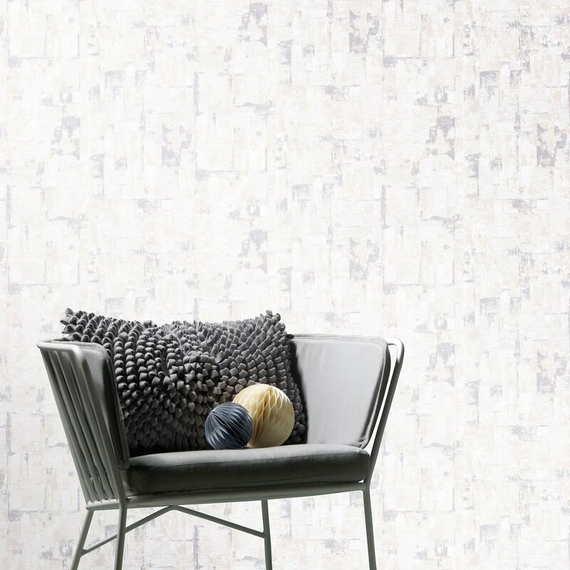 Papier peint salon blanc, beige & gris | Tapisserie blanche, beige & grise chambre adulte | Papier peint intissé vinyle pour couloir