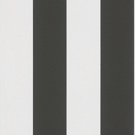 Papier peint salon, couloir & chambre adulte | Papier peint chic à rayures noir & blanc | Tapisserie moderne noire & blanche à rayures - 10,05 x 0,53 m