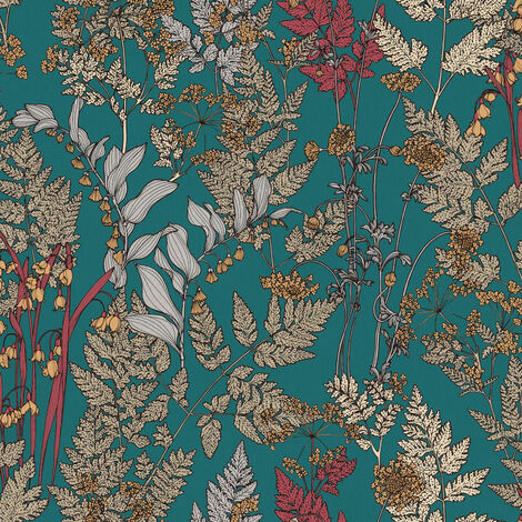 Papier peint salon fleuri bleu canard Tapisserie bleue motif fleur pour chambre adulte Papiers peints intissés motif floral