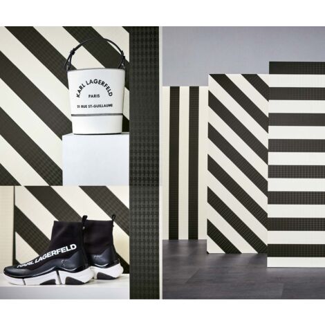 Papier peint salon moderne à rayures noir & blanc Tapisserie rayures noire & blanche motif mode Papier peint fashion chambre ado