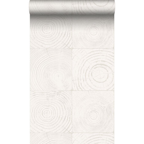 papier peint sections transversales des troncs d'arbres blanc d'ivoire  - Origin Wallcoverings