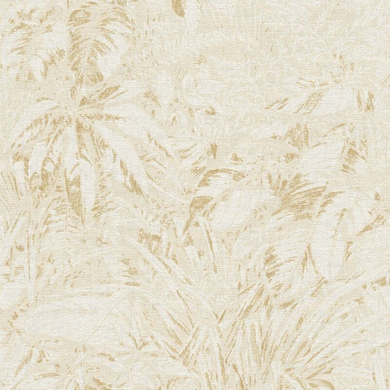 Papier peint exotique beige, feuillage B395601