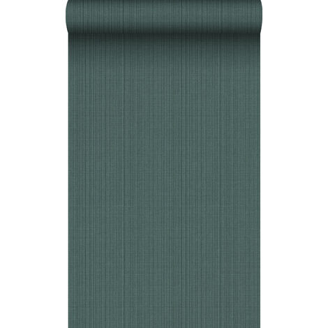 papier peint structure tissée bleu canard - Origin Wallcoverings