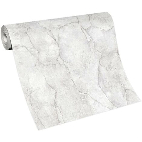 Papier peint style industriel gris clair pour salon Tapisserie moderne imitation béton Papier peint moderne gris effet craquelé