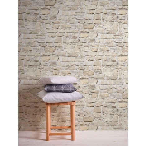 AS CREATION Papier peint style industriel intissé Tapisserie brique blanche beige crème Papiers peints intissés pour chambre d'ado et salon
