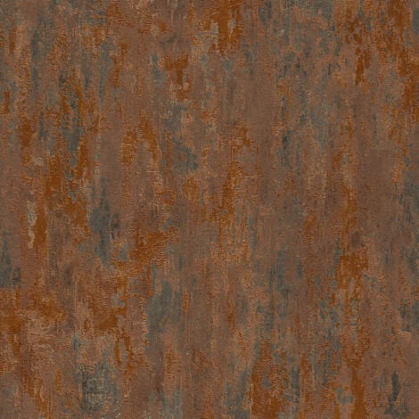 Papier peint style industriel rouillé pour couloir Tapisserie marron aspect rouillé Papier peint moderne imitation métal