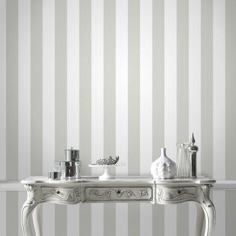 Papier peint Intissé Glitterati Rayures 1005 x 52cm Blanc, Argent