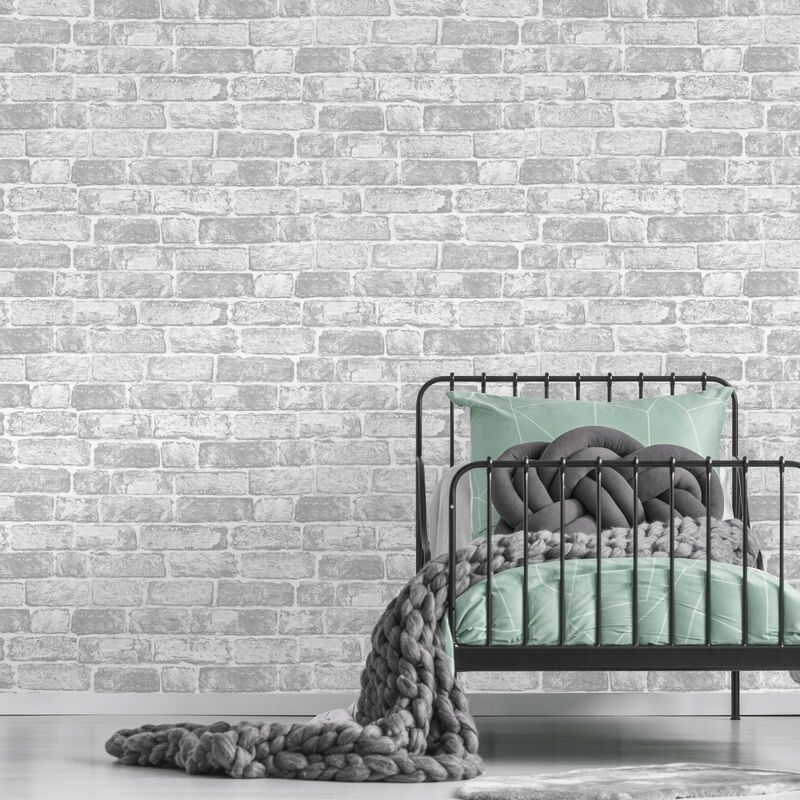 Graham&brown - Papier peint support papier Briques Loft 1000 x 53cm Gris