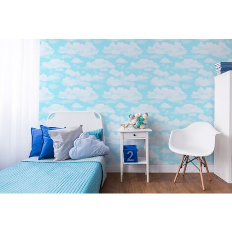 Papier peint support papier Nuages 1005 x 52cm Bleu - Bleu