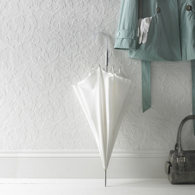 WOW - Papier peint support papier Vinyle Acanthus 1005 x 52cm Blanc