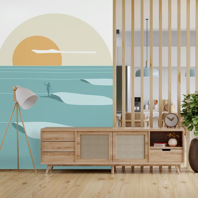 Papier peint surf au coucher du soleil